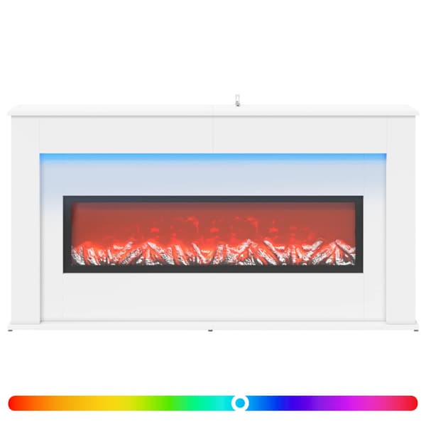 Eldstad med LED-slinga Vit 130 x 20 x 69,5 cm Konstruerat trä