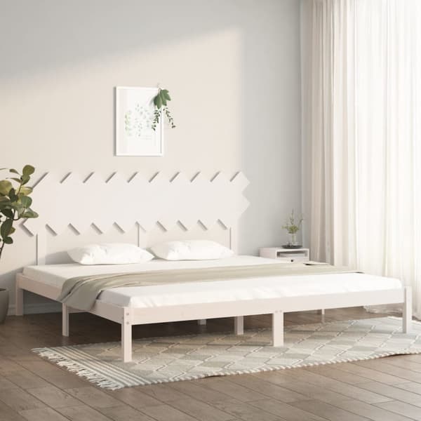 Sängram vit 200x200 cm massivt trä