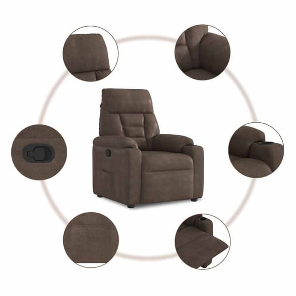 Reclinerfåtölj brun mikrofibertyg