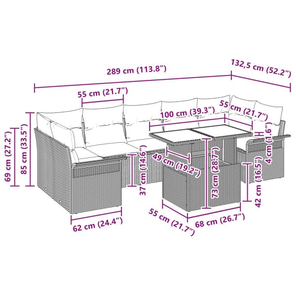 Trädgårdsoffset med kudde 8 pcs Ljusgrå konstrotting