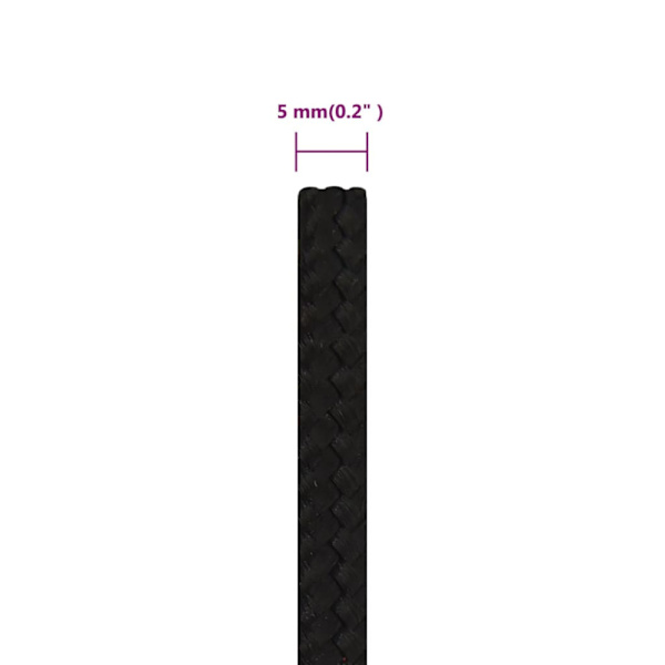 Rep svart 5 mm 100 m polyester