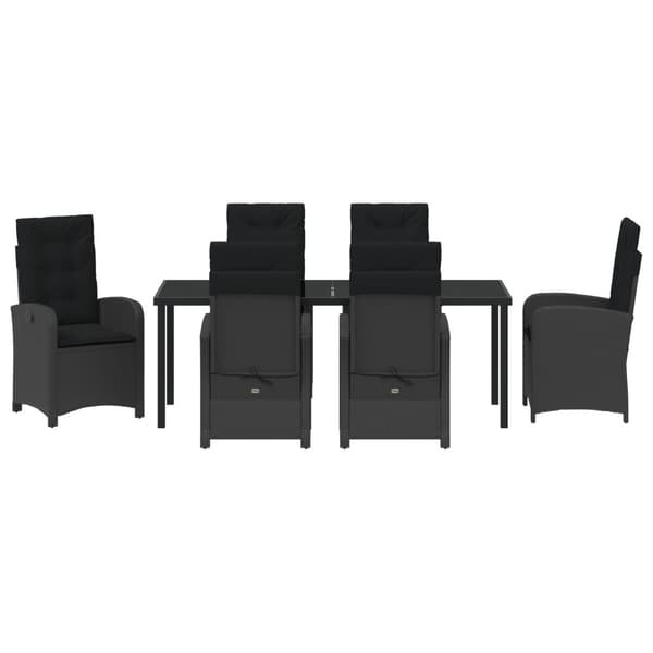 Trädgårdsmöbelset med kudde 7 pcs Svart konstrotting