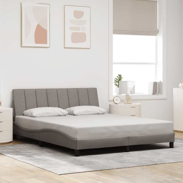 Bed Frame without Mattress "Hanko" Taupe 160x200 cm Fabric