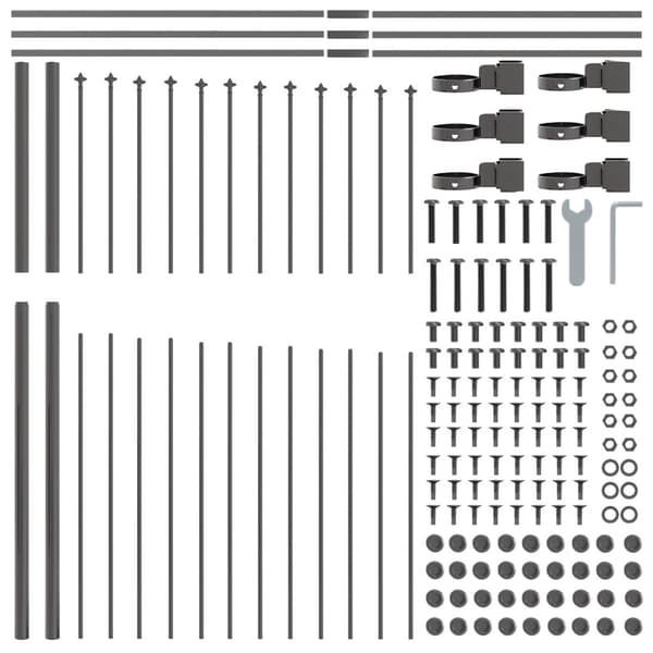 Trädgårdsstängsel 7 pcs Grå 170 x 215 cm Pulverlackerat stål