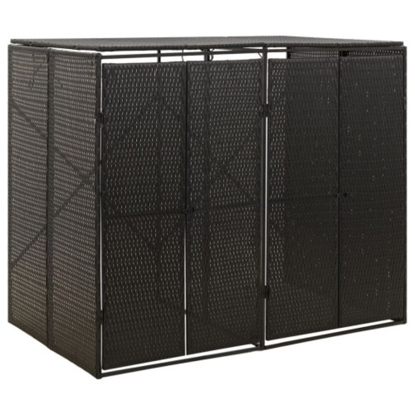 Dubbelt skjul för soptunnor svart 140x80x117 cm konstrotting