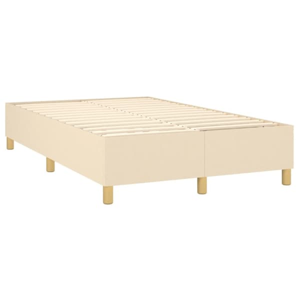 Ramsäng med madrass & LED gräddvit 120x200 cm tyg