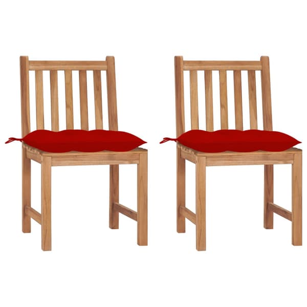 Trädgårdsstolar 2 st med dynor massiv teak