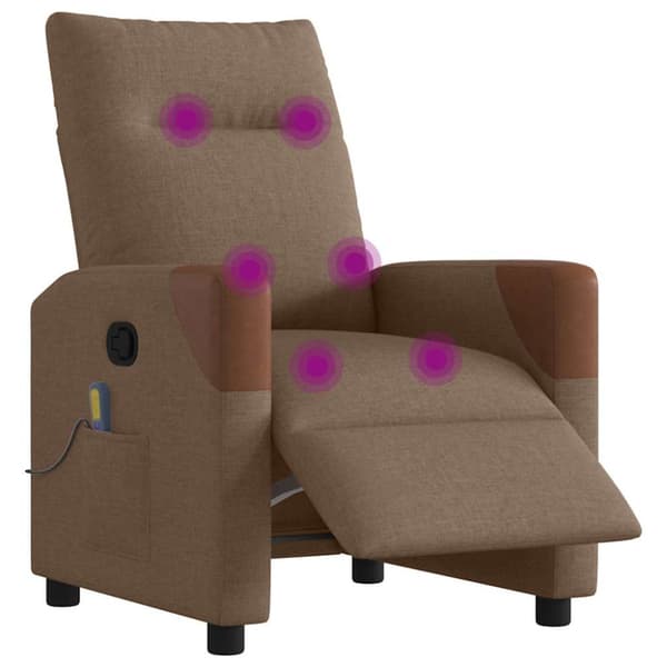 Elektrisk massagefåtölj brun tyg