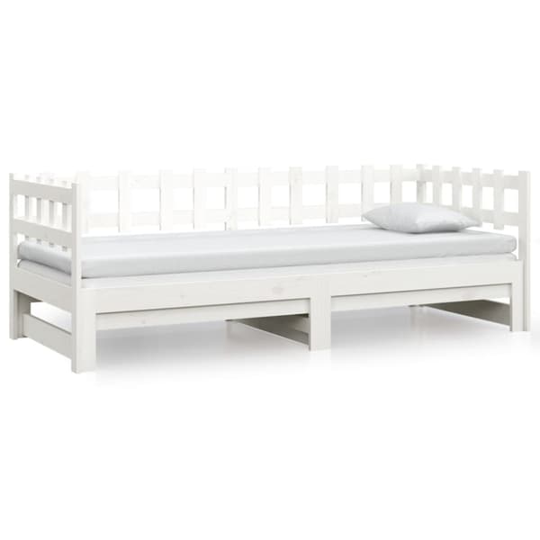 Utdragbar dagbädd vit 2x(90x190) cm massiv furu