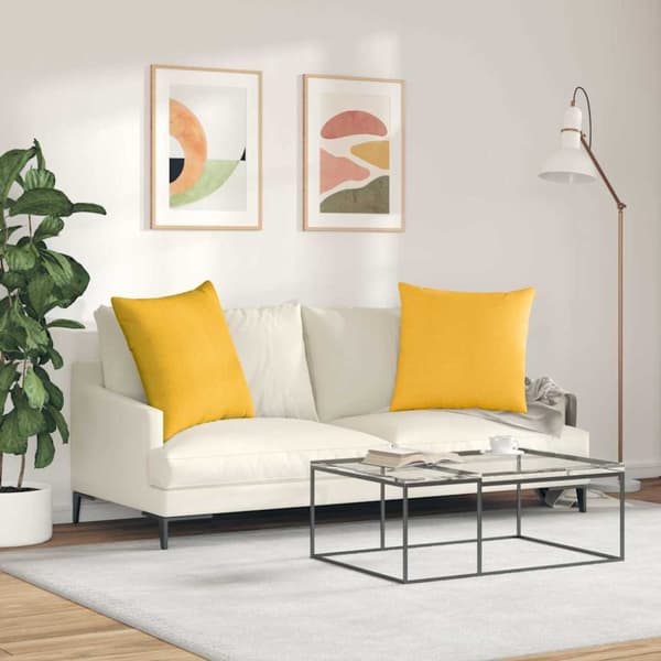 Sofakuddar 2 pcs Ljusgul 60 x 60 cm Kordread tyg