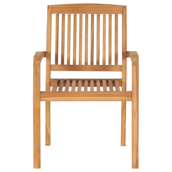 Stapelbara trädgårdsstolar med dynor 4 st massiv teak