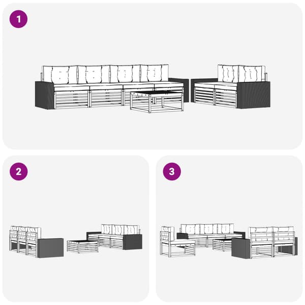 Utomhussoffset med kudde 7 pcs Naturlig och ljusgrå Polyester