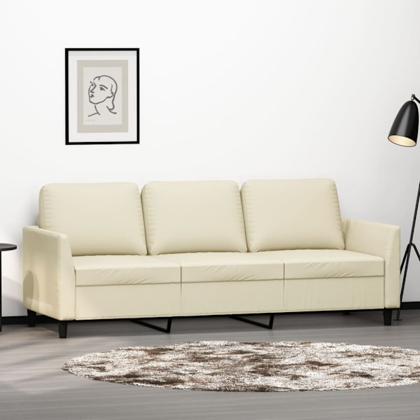 3-sitssoffa gräddvit 180 cm konstläder