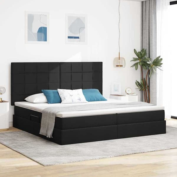 Förvaringssäng med madrass Svart 200 x 200 cm Polyester