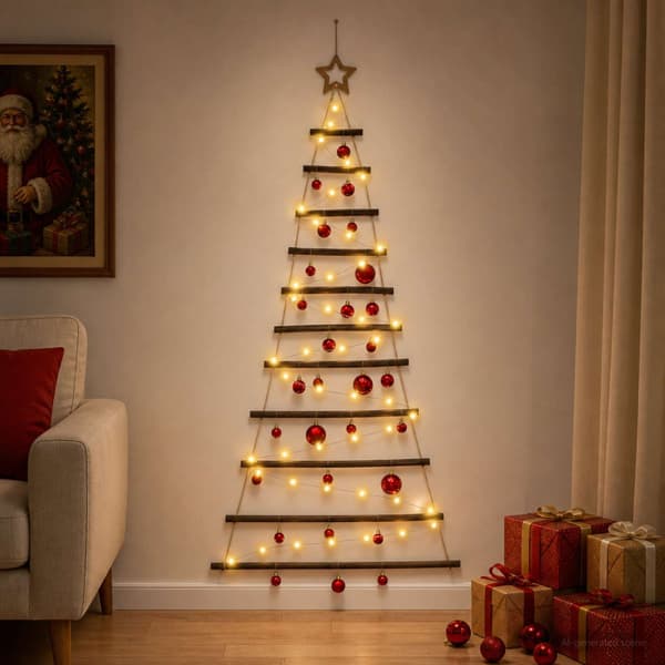 Hängande julgran med kulor 150 cm 80 LED-lampor Varmvit