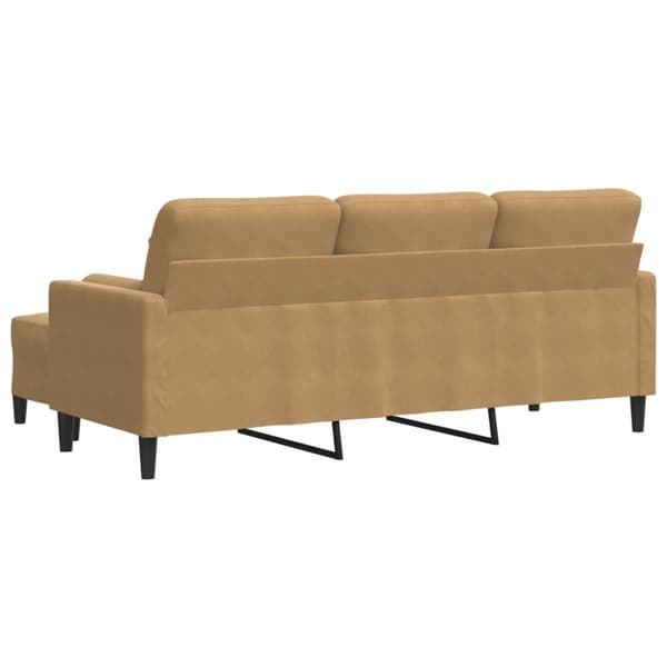 3-sitssoffa med fotpall brun 180 cm sammet