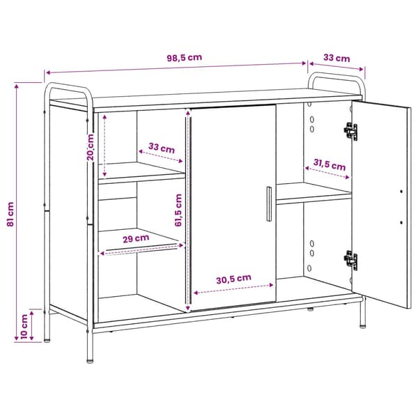 Sideboard Rökt ek 97 x 33 x 81 cm Konstruerat trä