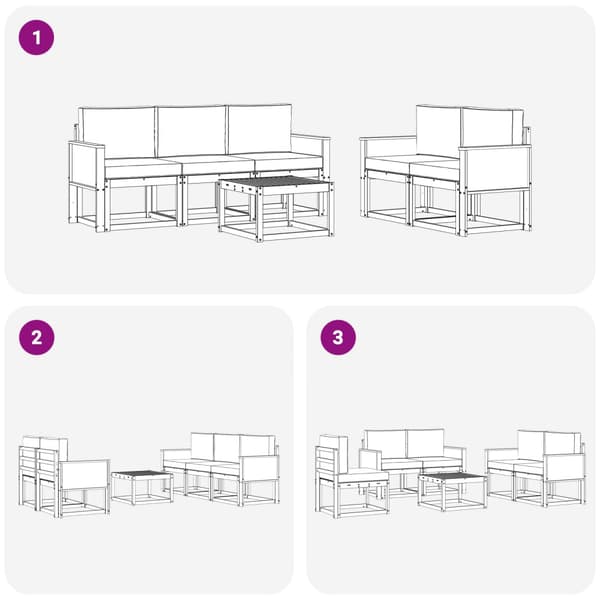 Utomhussoffset med kudde 6 pcs