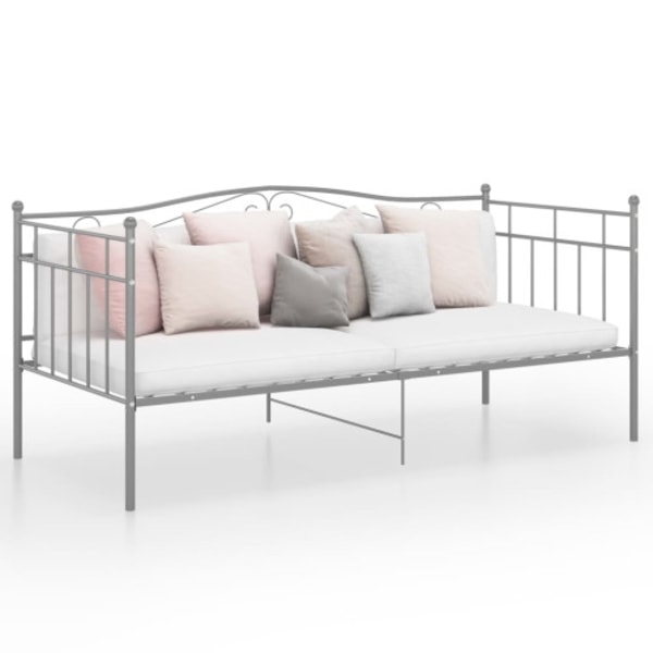 Sängram bäddsoffa grå metall 90x200 cm