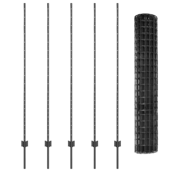 Stängsel med stolpe Grå 1,5 x 10 m Stål