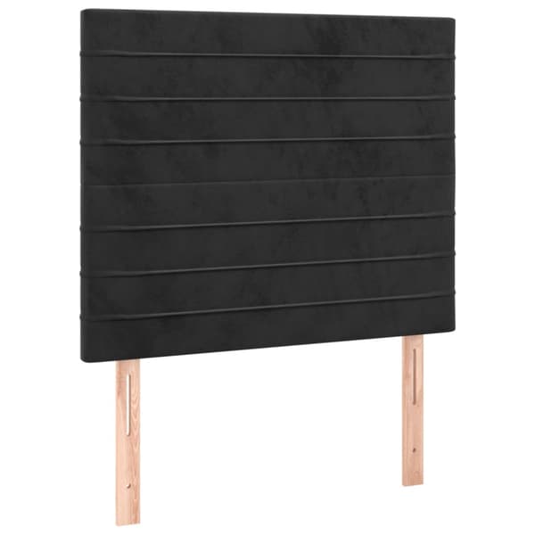 Ramsäng med madrass svart 90x200 cm sammet