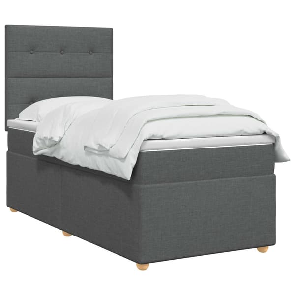 Kontinentalsäng med madrass Mörkgrå 100 x 200 cm Tyg