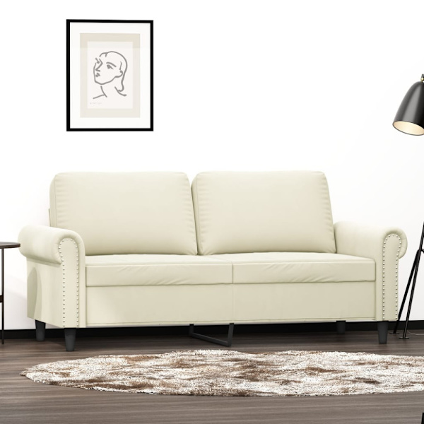 Soffa 2-sits gräddvit 140 cm sammet