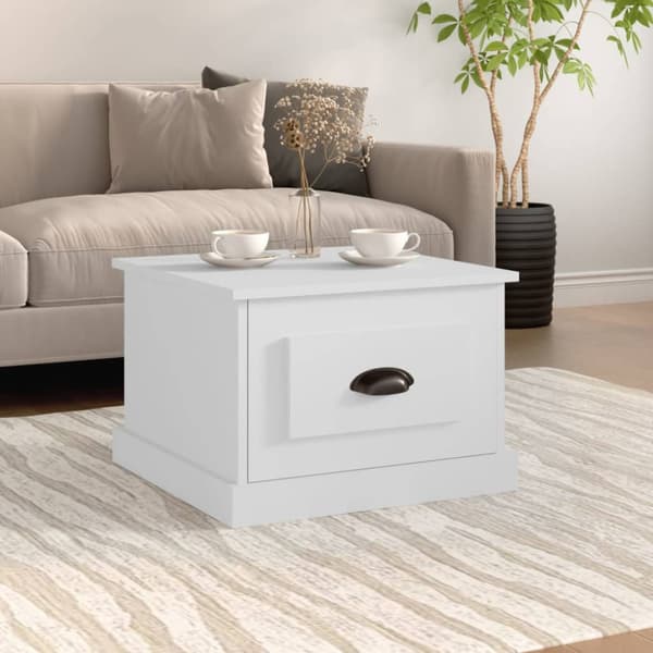 Soffbord vit 50x50x35 cm konstruerat trä