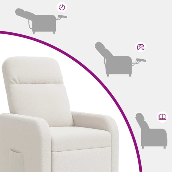 Massagefåtölj Gräddvit Bouclé
