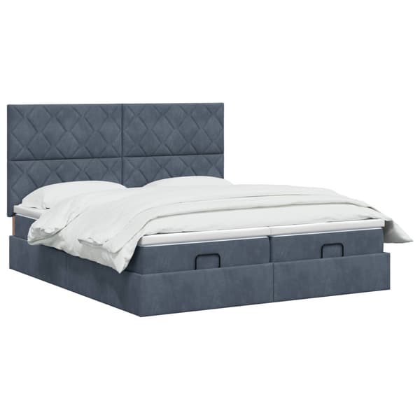 Ottoman-säng med madrass och LED Mörkgrå 200 x 200 cm Sammet