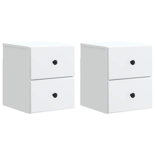 Väggmonterat Sängbord med låda 2 pcs Vit 34,5 x 33 x 40 cm