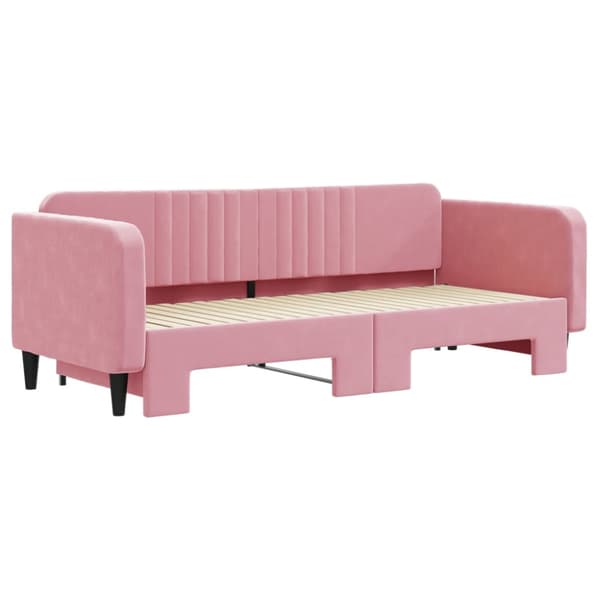 Dagbädd utdragbar rosa 90x200 cm sammet