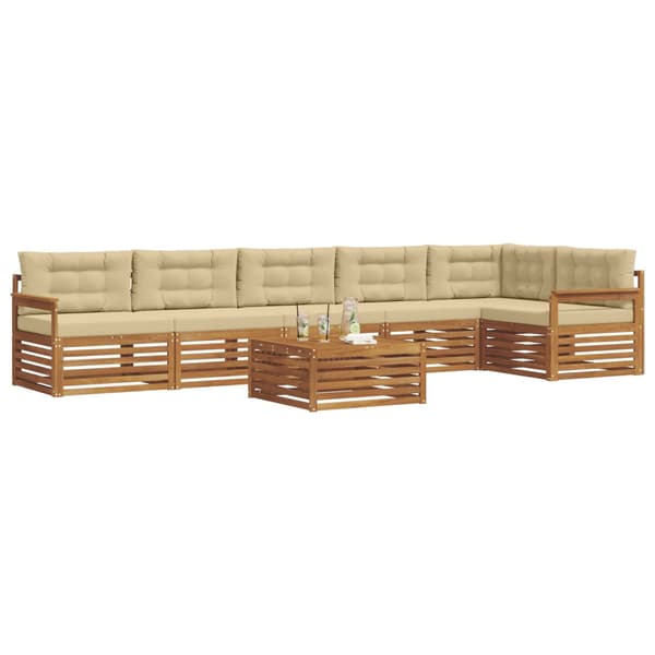 Utomhussoffset med kudde 7 pcs Naturlig och Beige