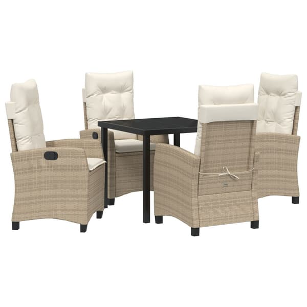 Trädgårdsmöbelset med kudde 5 pcs Beige konstrotting