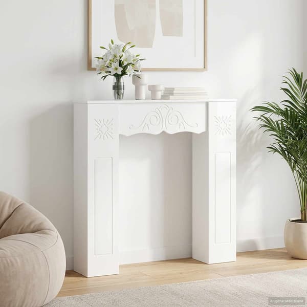 Eldstadsram Vit högglans 102 x 20 x 102 cm Konstruerat trä