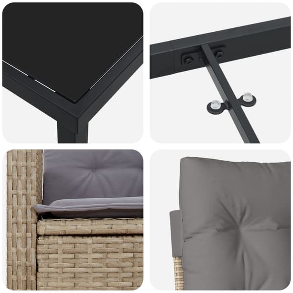 Trädgårdsmöbelset 9 st Beige konstrotting