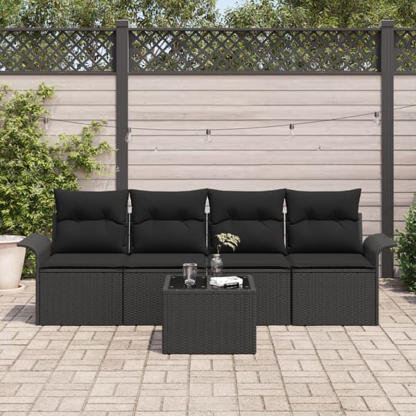 Soffset med kudde 5 pcs Svart konstrotting