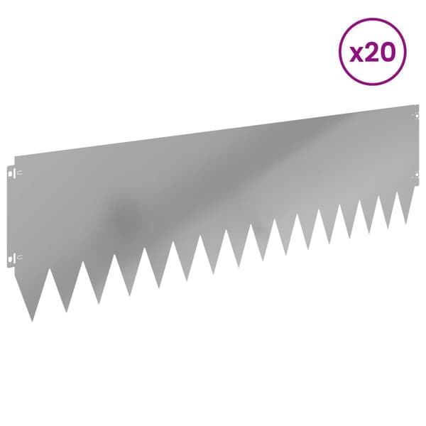 Kant för gräsmatta 20 pcs 103 x 30 cm Stål Silver
