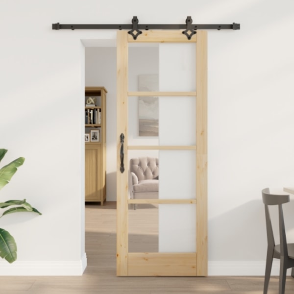 skjutdörr med beslagset 73.5x198.5 cm massivt furu