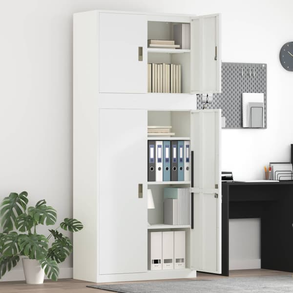 Förvaringsskåp 2 st Vit 90 x 40 x 210 cm Stål Låsbar