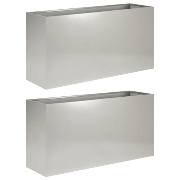 Trädgårdsplanterare 2 st Silver 100 x 30 x 50 cm Rostfritt stål