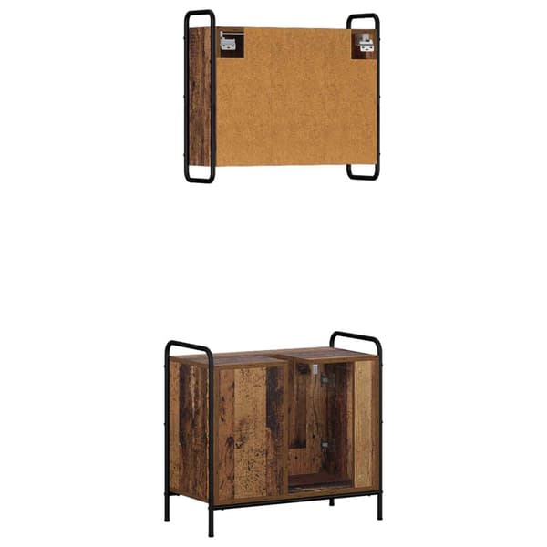 Badrumsskåpsset 2 st Gammalt trä 65,5 x 34 x 61 cm