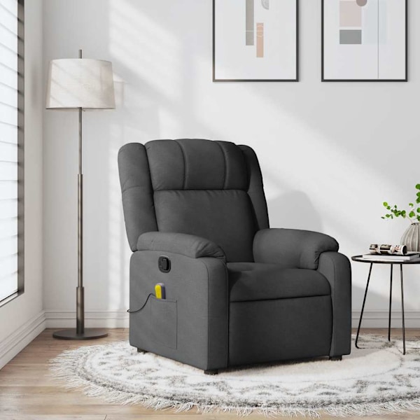 Massagefåtölj mörkgrå tyg