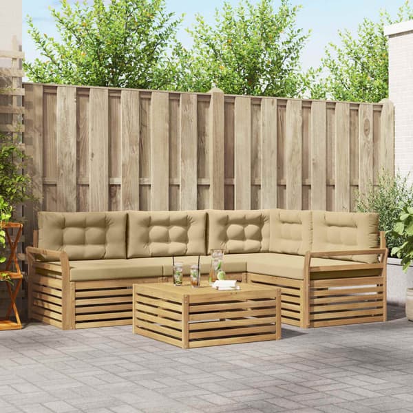 Utomhussoffset 5 pcs Vit och Beige 79 x 79 x 37 cm Polyester