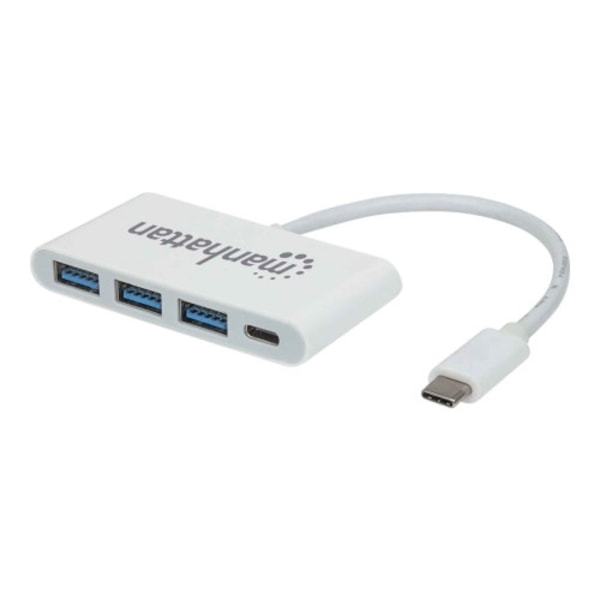 Manhattan USB-C Dock/Hub, Ports (x4): USB-A (x3) and USB-C, 5 Gbps (USB 3.2 Gen1 aka USB 3.0), With Power Delivery (60W) to USB-C Port (Note additiona