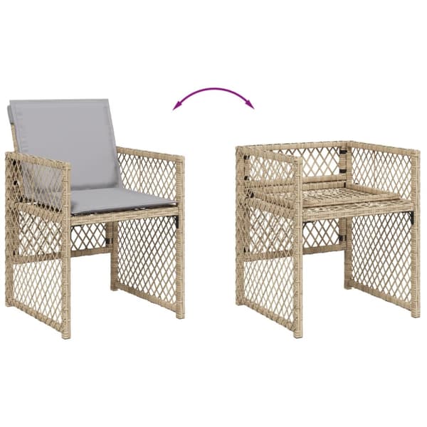Matgrupp för trädgården med dynor 17 delar beige konstrotting