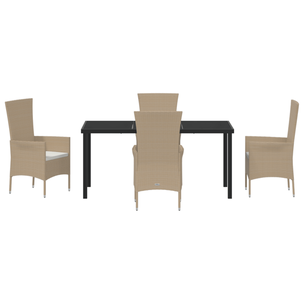 Trädgårdsmöbelset med kudde 5 pcs Beige konstrotting