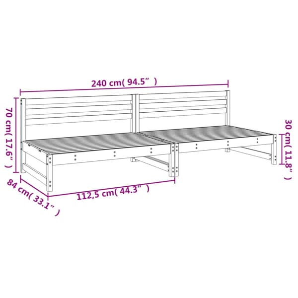 Mittensoffor 2 st 120x80 cm massivt douglasträ