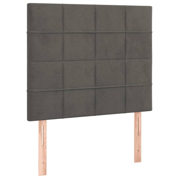 Sänggavel LED mörkgrå 80x5x118/128 cm sammet