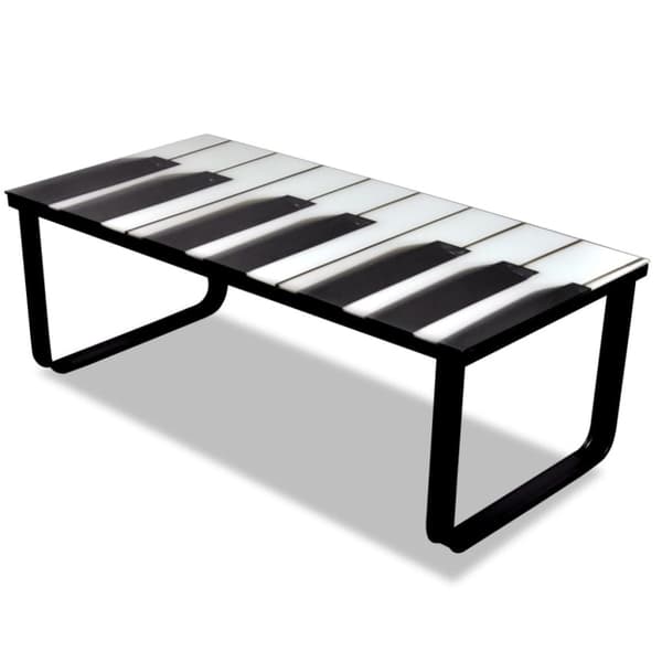 Soffbord med pianotryck glasskiva
